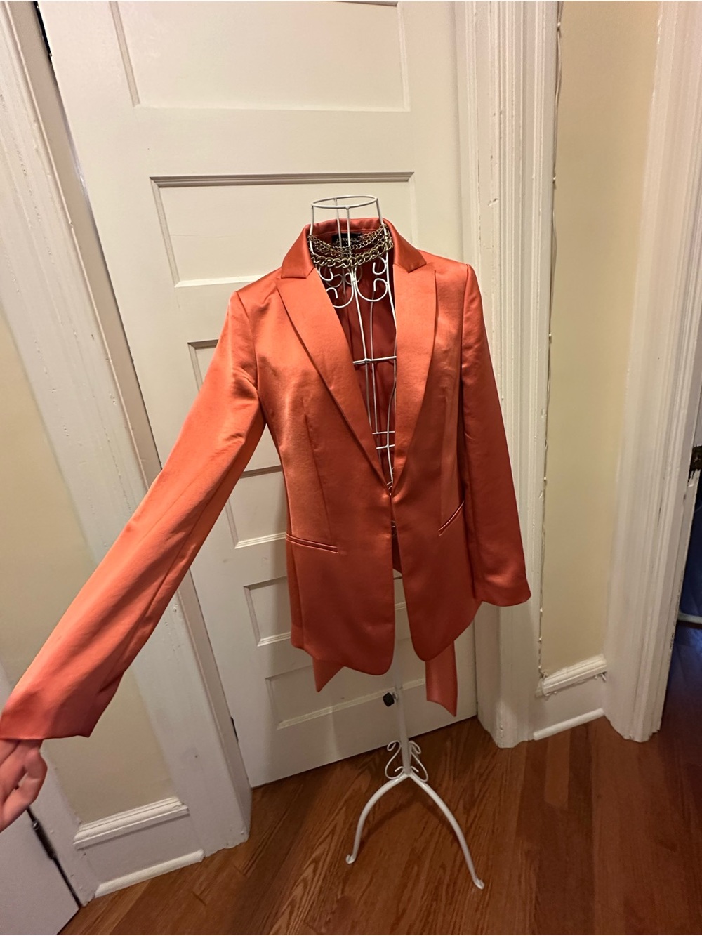 Express | Satin Coral Blazer Jacket | S - Picture 4 of 9